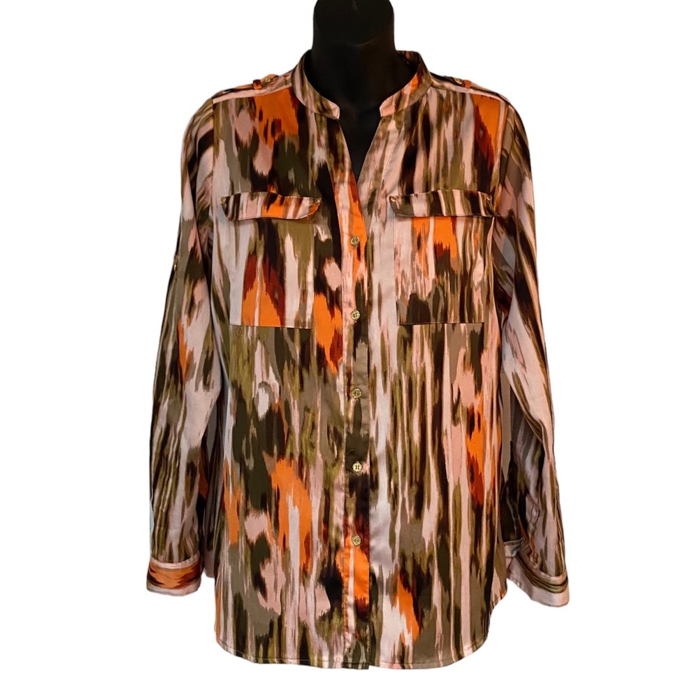 Calvin Klein Multicolored Abstract Print Tab Slee… - image 1